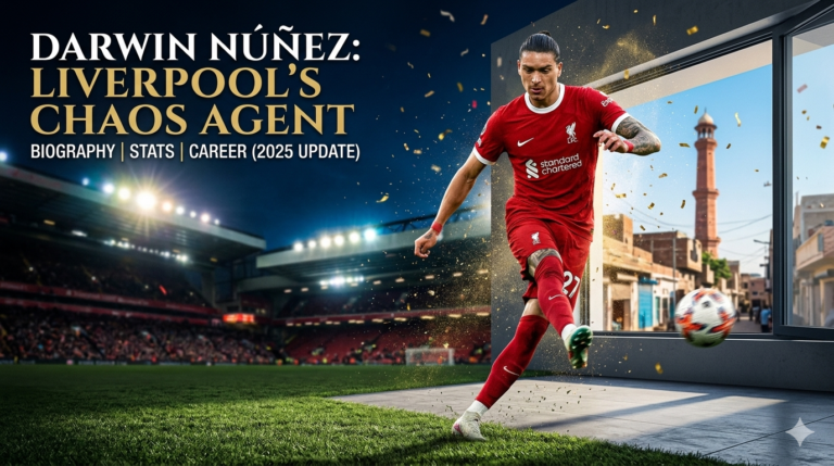 Darwin Núñez in action for Liverpool FC during the 2026 Premier League season - Career biography and stats.
