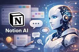 Notion AI for business 2026 showing AI-powered workspace automation, task organization, and team collaboration in a digital environment.