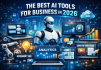 The best AI tools for business showcasing artificial intelligence software for automation, productivity, data analytics, and digital growth in 2026.