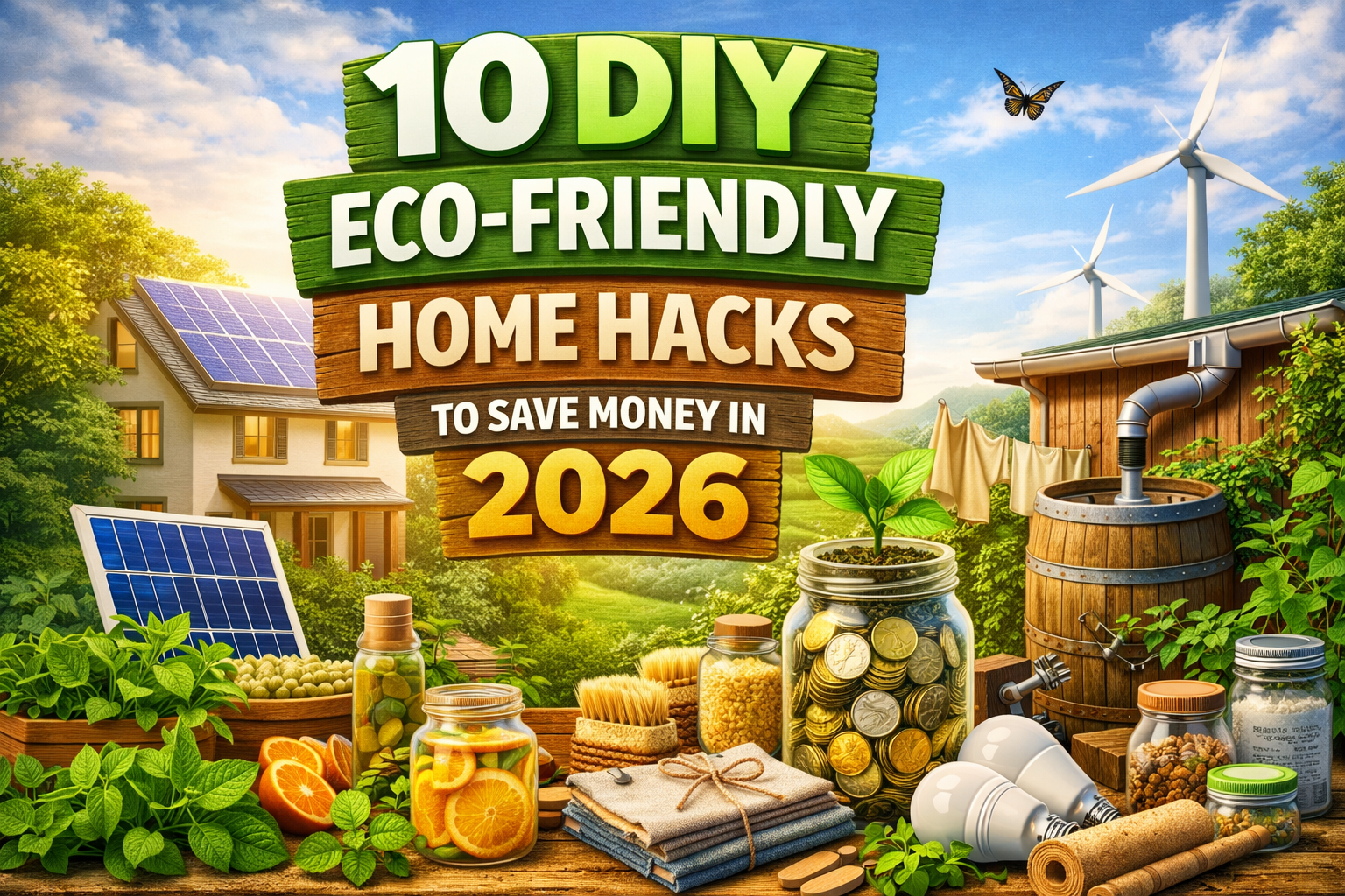 DIY eco-friendly home hacks to save money in 2026 with solar panels, reusable items, and sustainable living ideas