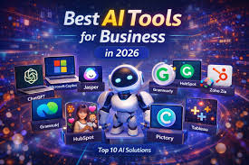 The best AI tools for business showcasing artificial intelligence software for automation, productivity, data analytics, and digital growth in 2026.