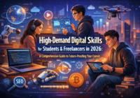 High-demand digital skills for students and freelancers in 2026, including AI, freelancing, remote work, and future-ready online careers