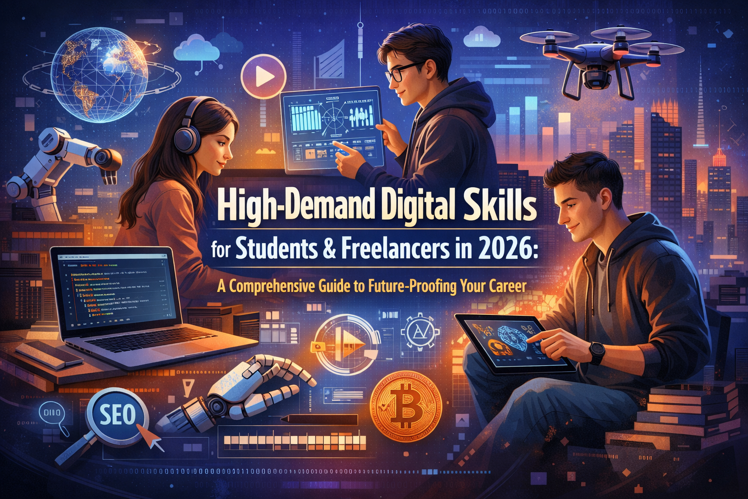 High-demand digital skills for students and freelancers in 2026, including AI, freelancing, remote work, and future-ready online careers