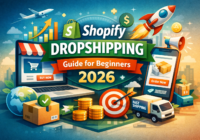 Shopify dropshipping guide for beginners 2026 showing online store setup, product sourcing, and eCommerce growth