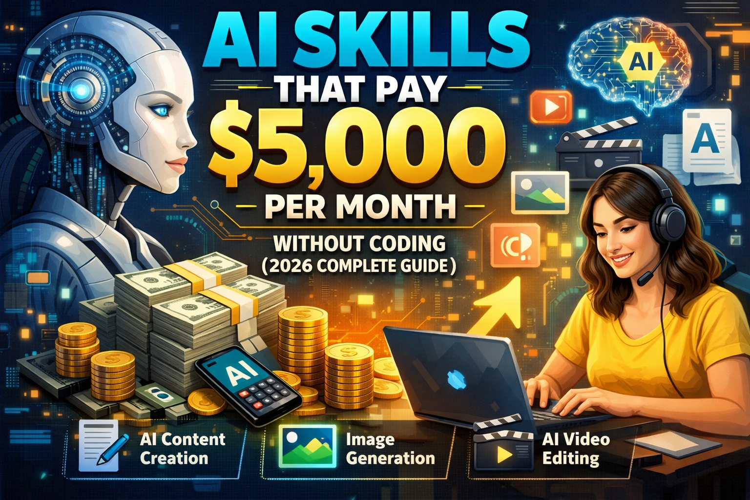 AI Skills That Pay $5,000 Per Month Without Coding – 2026 Complete Guide | Learn High-Paying AI Content, Image & Video Creation Skills