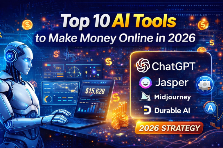 Top 10 AI tools to make money online in 2026 including ChatGPT, Jasper and MidJourney