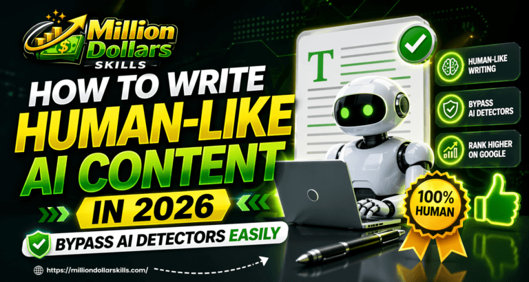 How to write human-like AI content and bypass AI detectors easily in 2026 for Million Dollars Skills