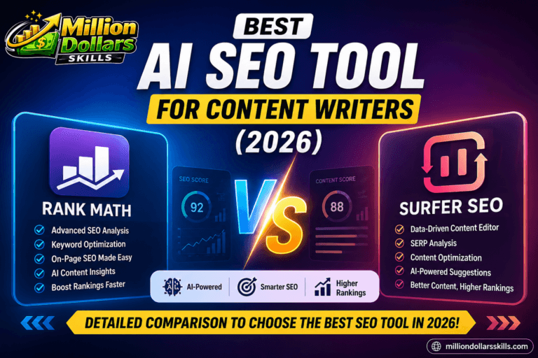 Best AI SEO Tool for Content Writers 2026 comparison between Rank Math and Surfer SEO
