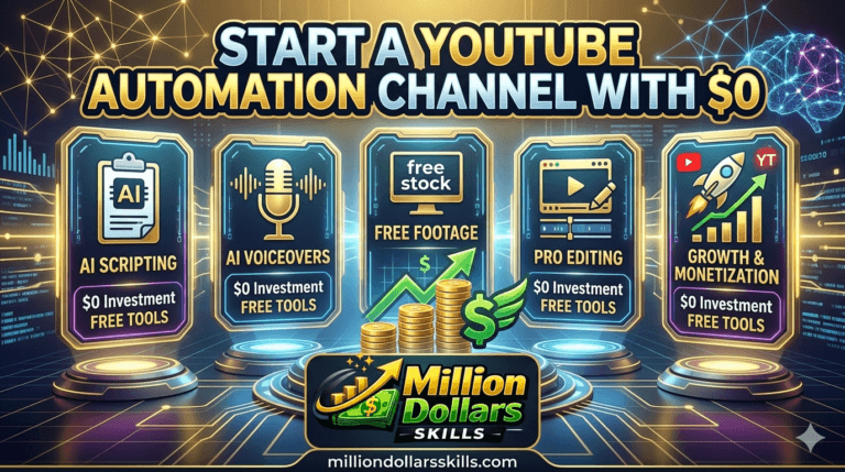 Step-by-step guide on how to start a YouTube automation channel with $0 in 2026 using free AI tools