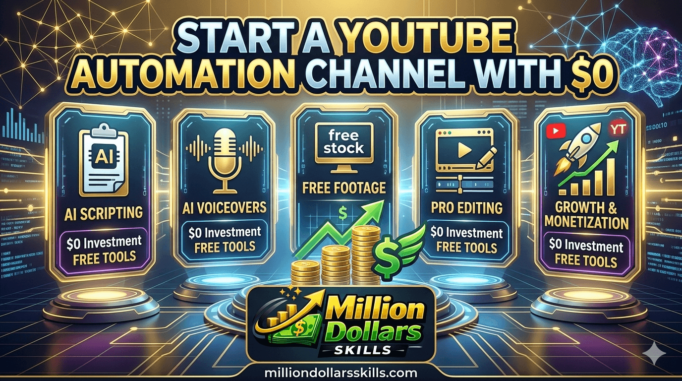 Step-by-step guide on how to start a YouTube automation channel with $0 in 2026 using free AI tools