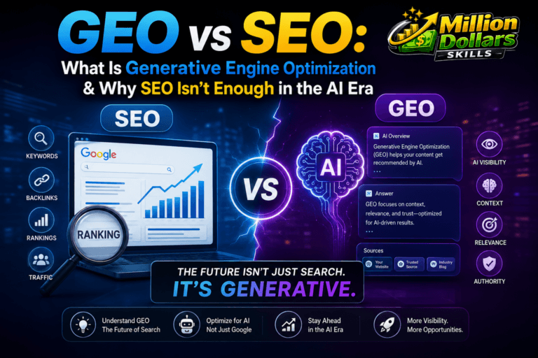GEO vs SEO comparison showing generative engine optimization and traditional SEO strategies in the AI era